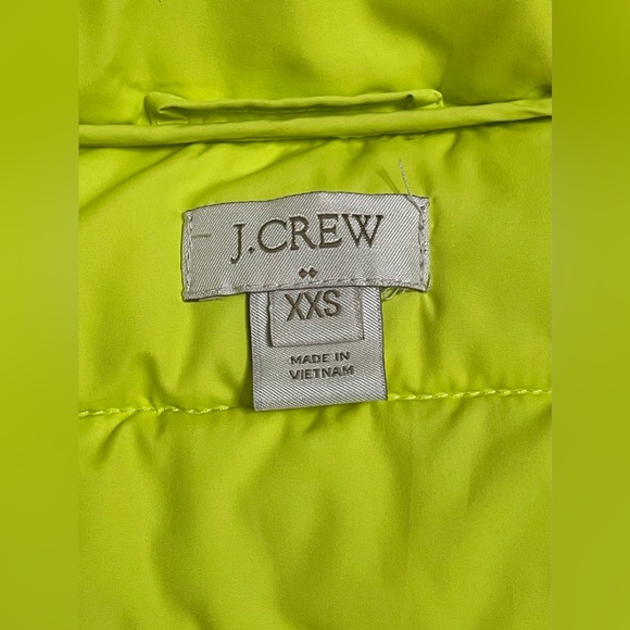 J. Crew Neon Lime Green-Yellow Puffer Vest Size XXS - Picture 8 of 9